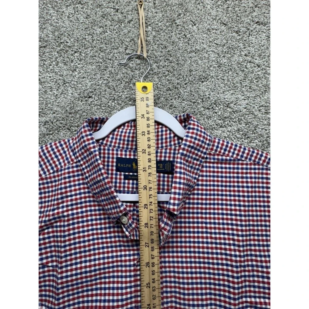 Polo Ralph Lauren Long Sleeve Button Shirt Men's 2XB‎ Flesh Pony Red Blue Plaid